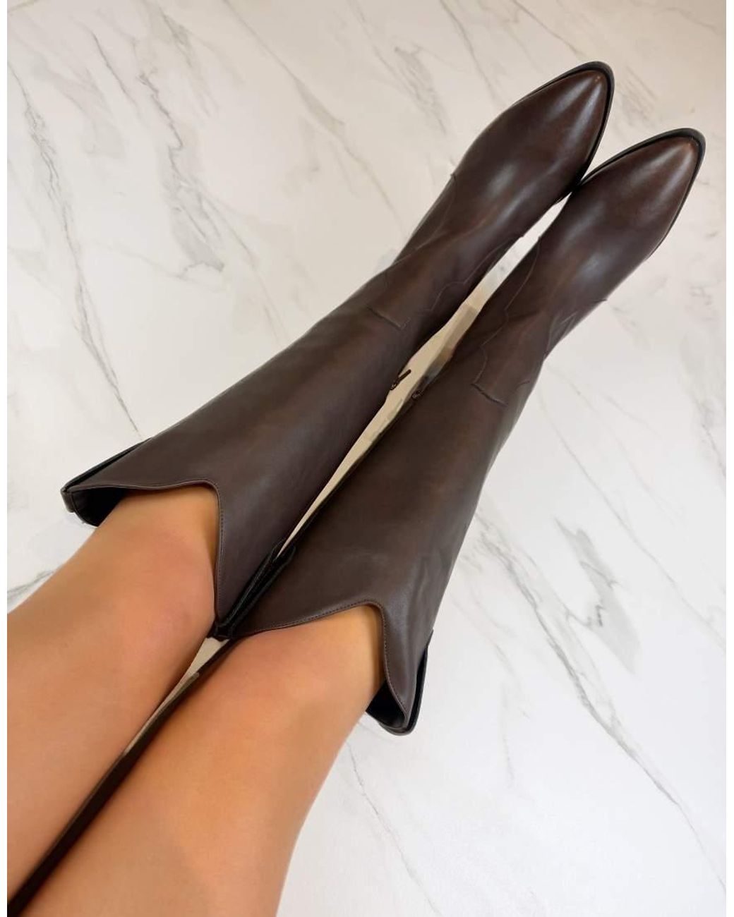 GIA STUDIOS Black Cowboy Western Knee Boots