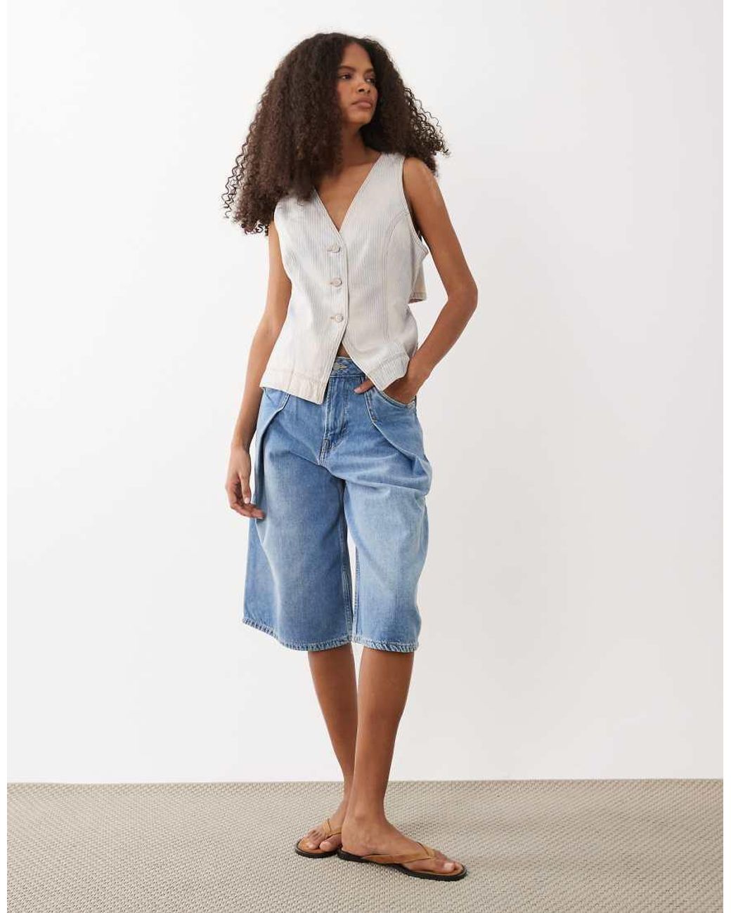 Boss White Tailored Denim Vest Waistcoat