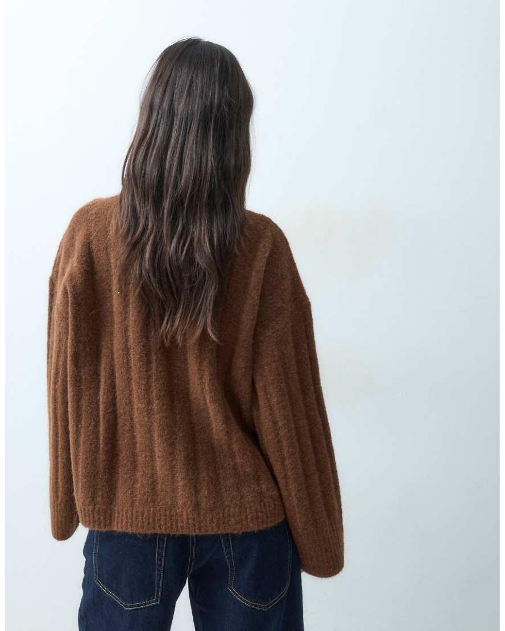 ASOS Brown Relaxed Rib Crew Neck Knitted Jumper