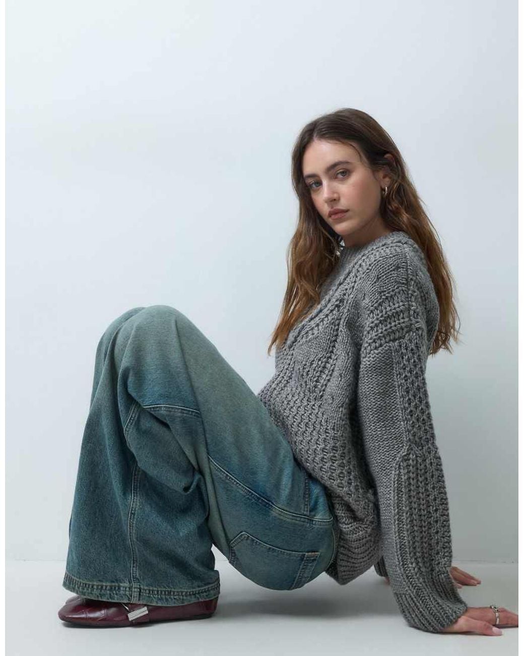 Object Gray Textured Crew Neck Jumper Knit Jumper