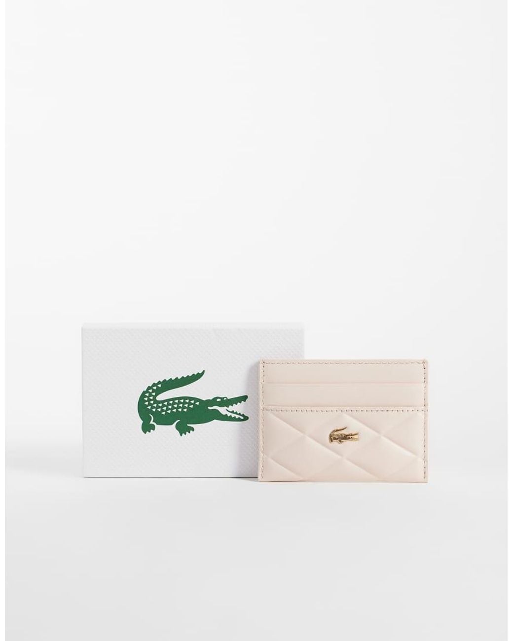 Lacoste Natural Croc Detail Quilted Leather Cardholder