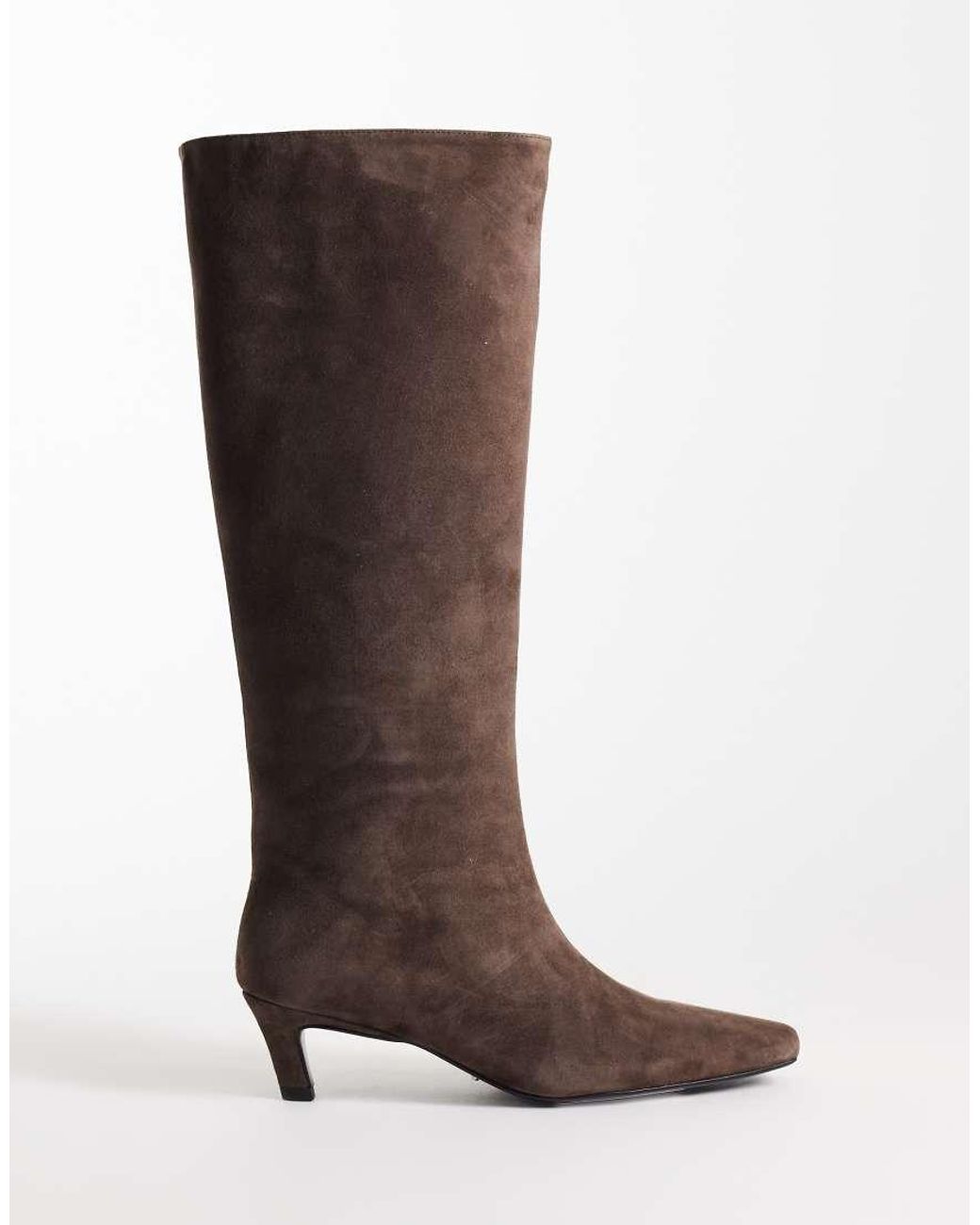 Tony Bianco Brown Evysa Kitten Heel Square Toe Boots