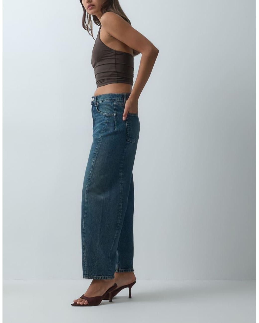 Mango Blue Simone Barrel Leg Jean