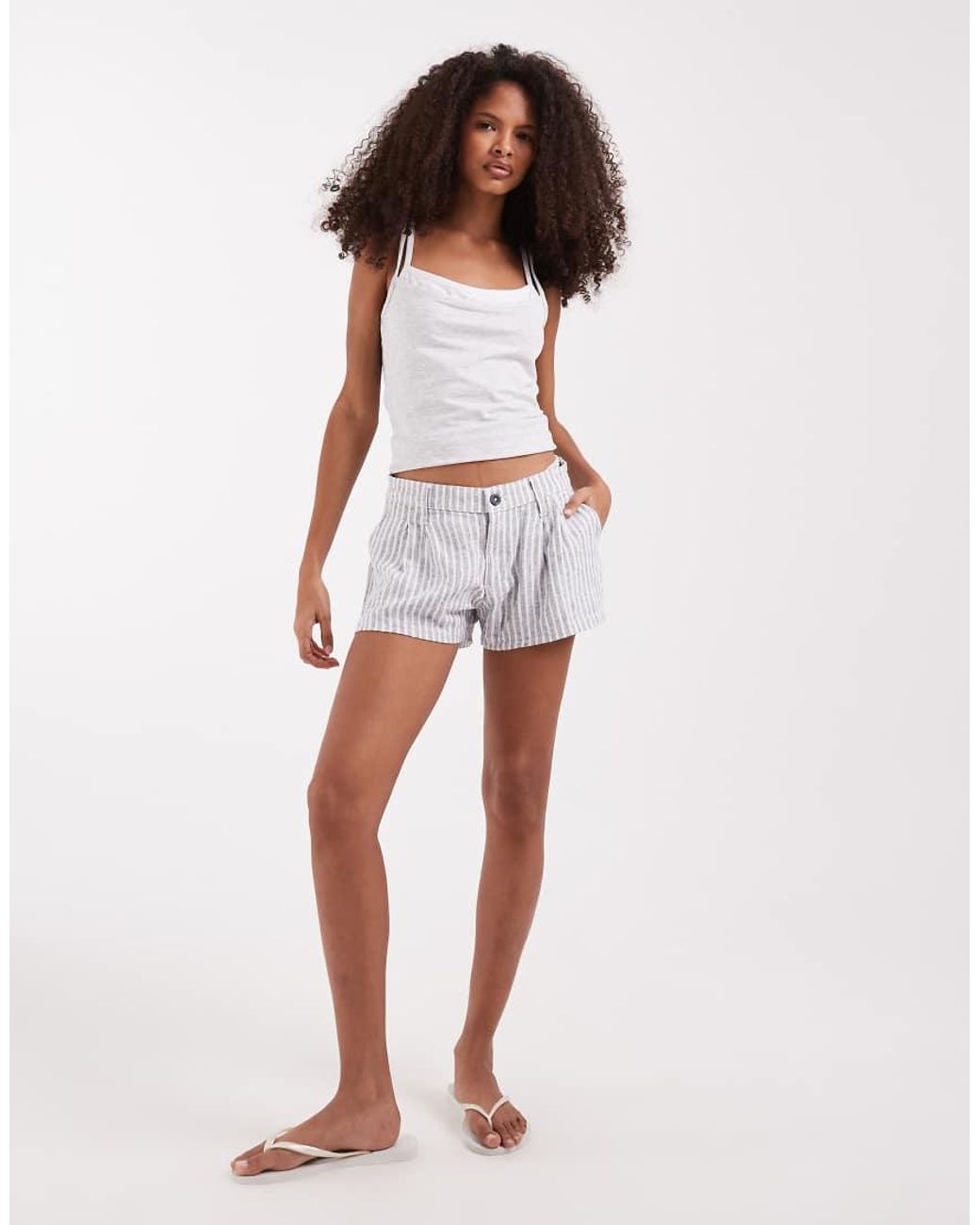 Hollister White Linen Blend Tailored Shorts