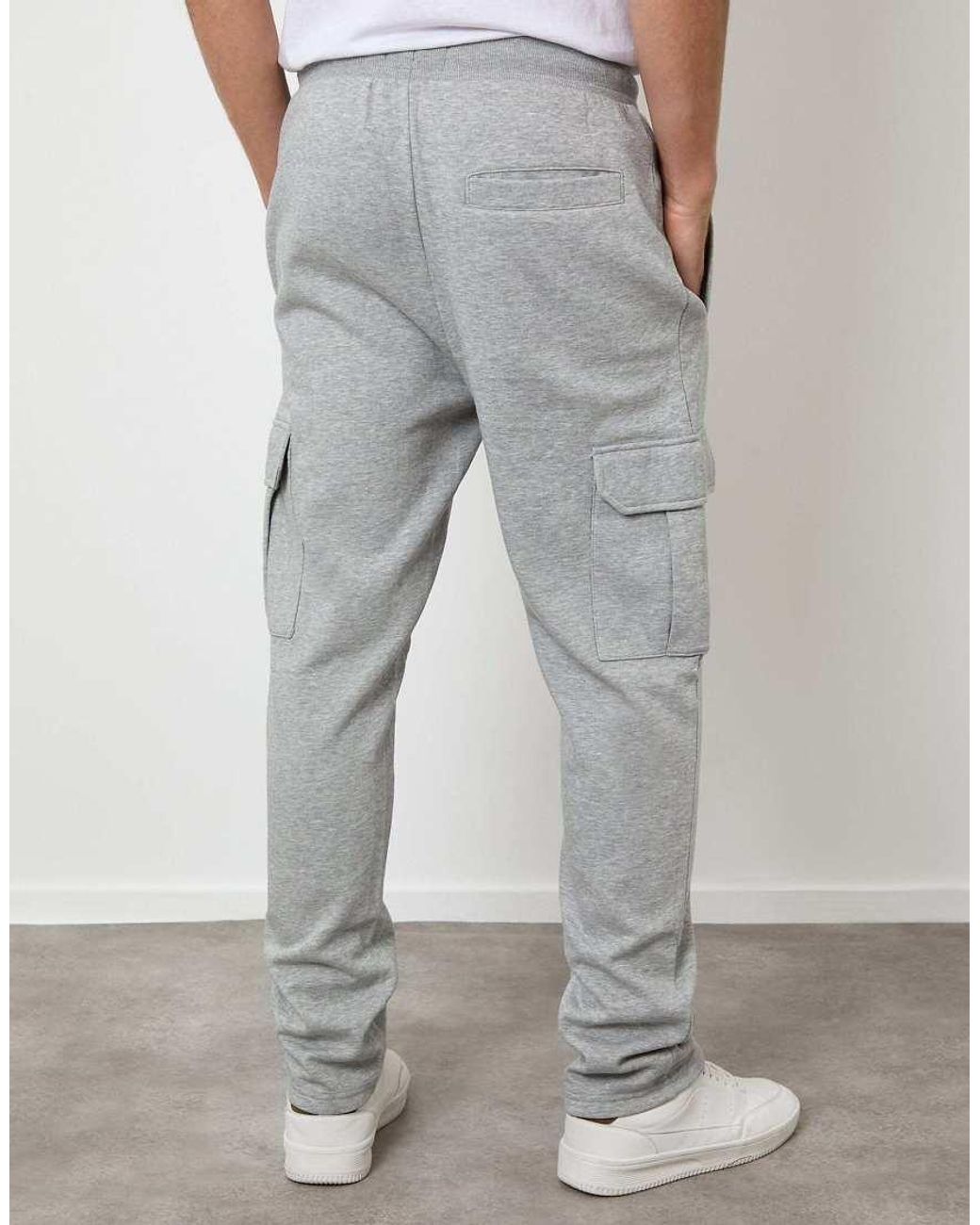 Threadbare Gray Cargo Joggers for men