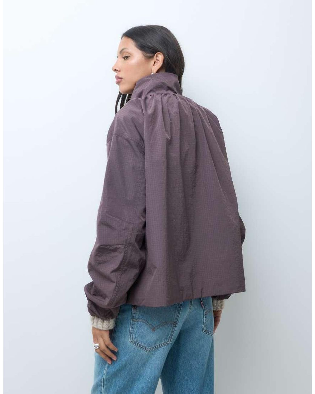 ASOS Purple Oversized Bubble Hem Track Jacket