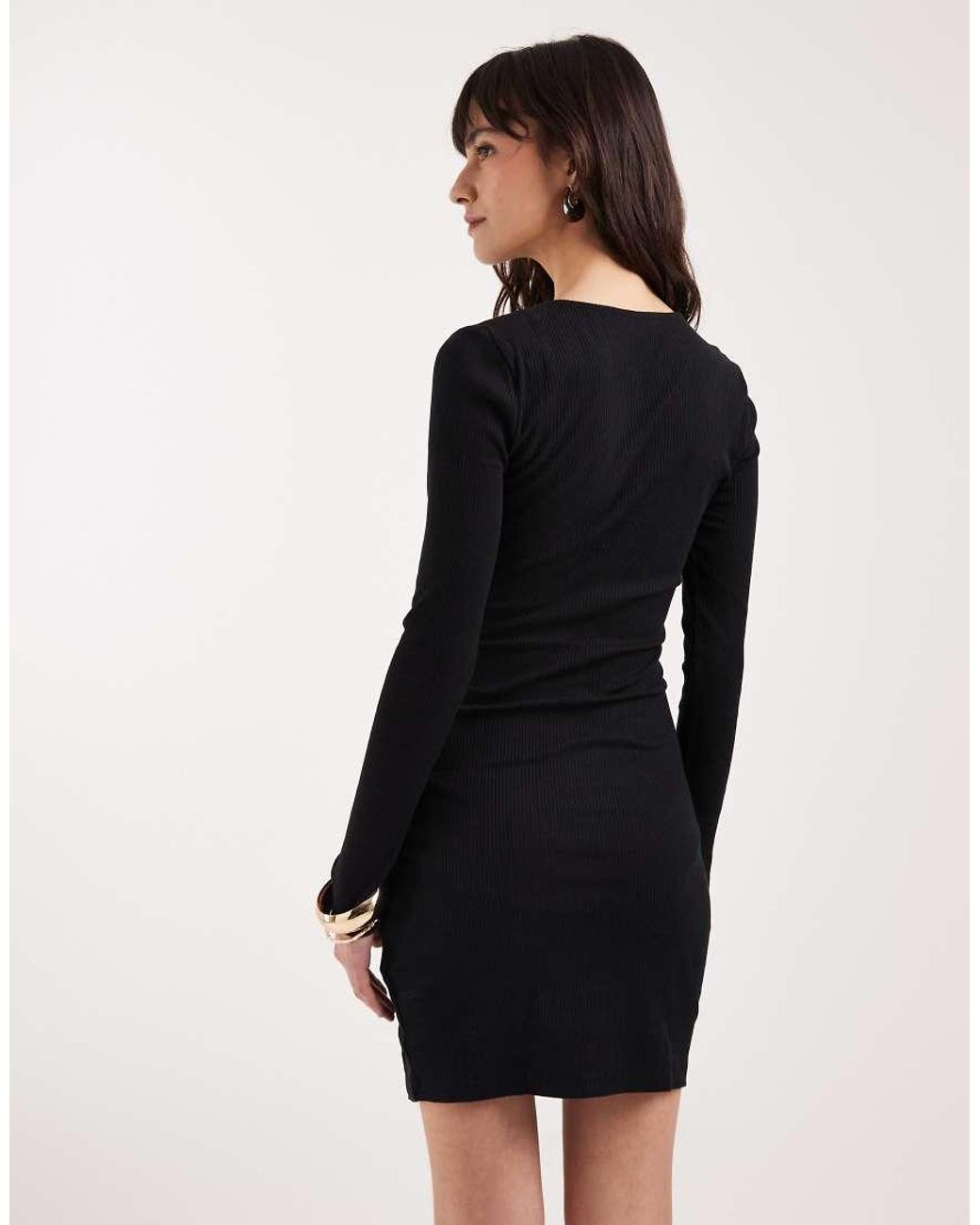ASOS Black Long Sleeve Mini Dress With Split Hem