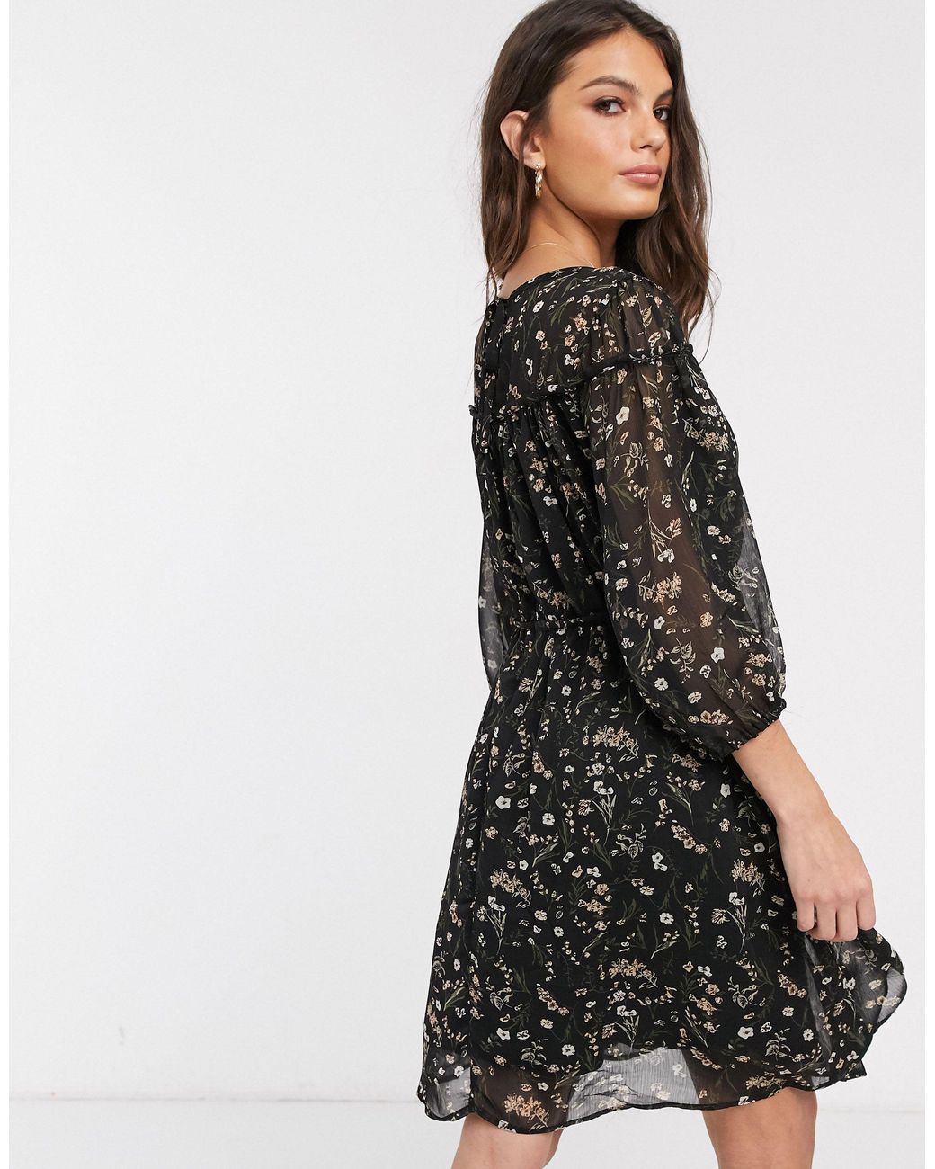 oasis black prairie lace dress