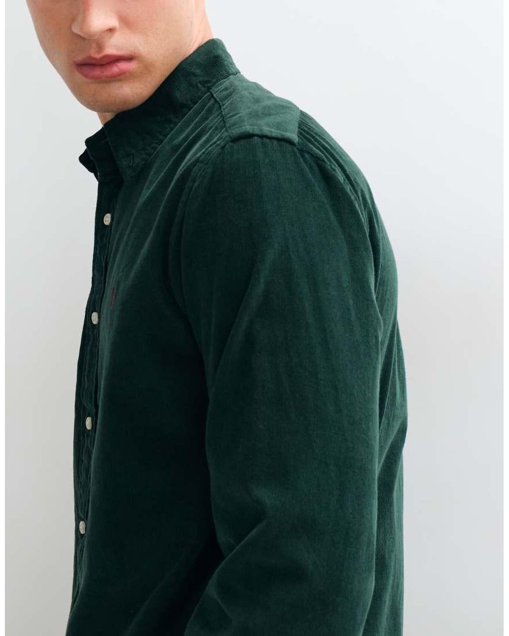 Polo Ralph Lauren Green Icon Logo Slim Fit Corduroy Oxford Shirt for men