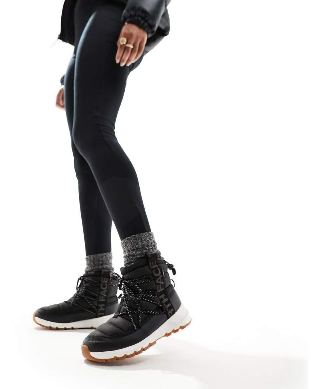 The North Face Black Thermoball Insulated Lace Up Boots