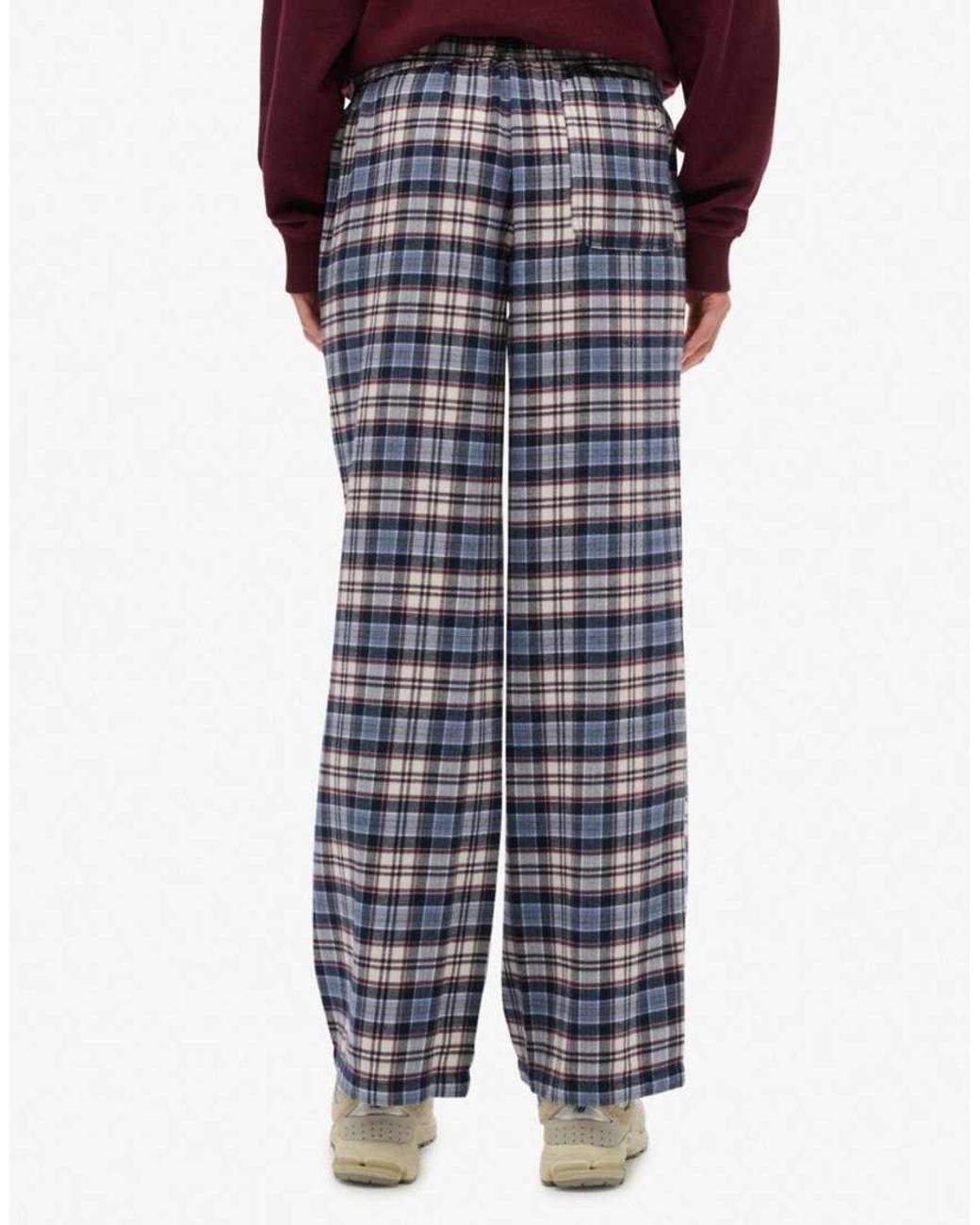 Superdry Red Cotton Check Elastic Trousers
