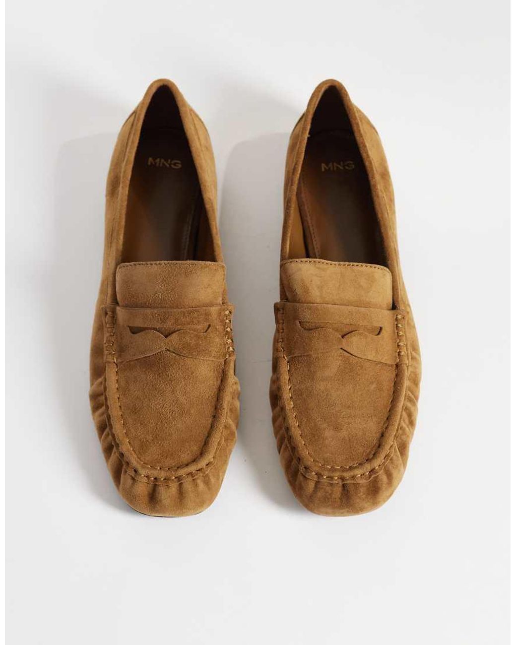 Mango White 100% Leather Suede Loafer