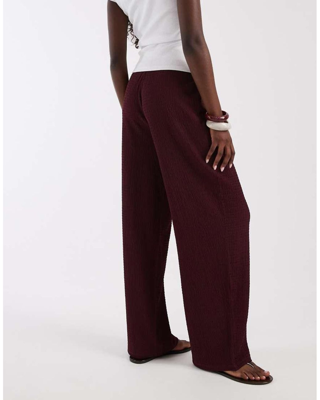 ONLY Red Textu Wide Leg Trousers