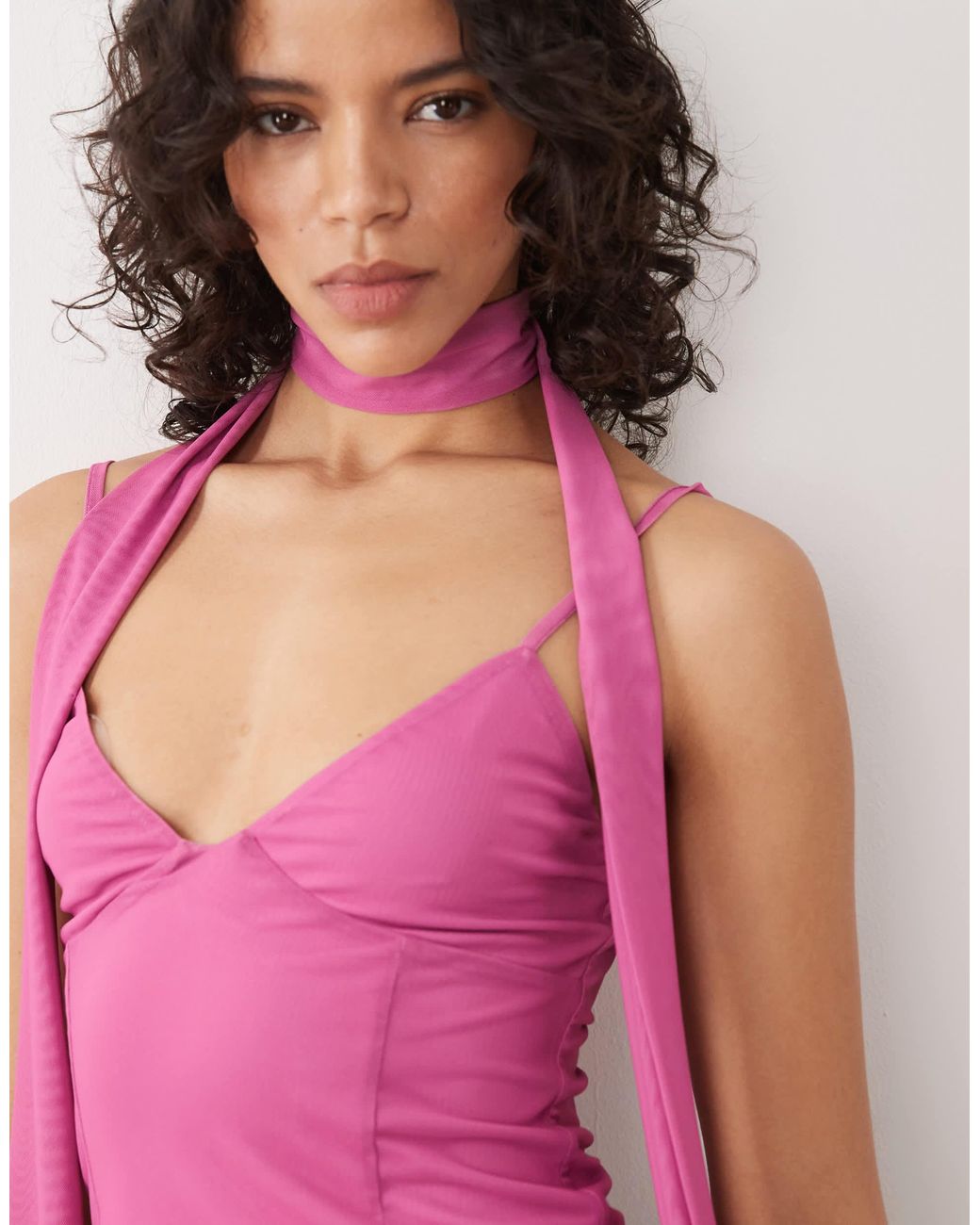 Caraco en tulle avec détail foulard - rose ASOS en coloris Pink