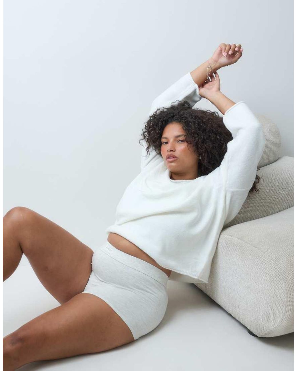 RIEN STUDIO White Conna High Waisted Boxer Brief