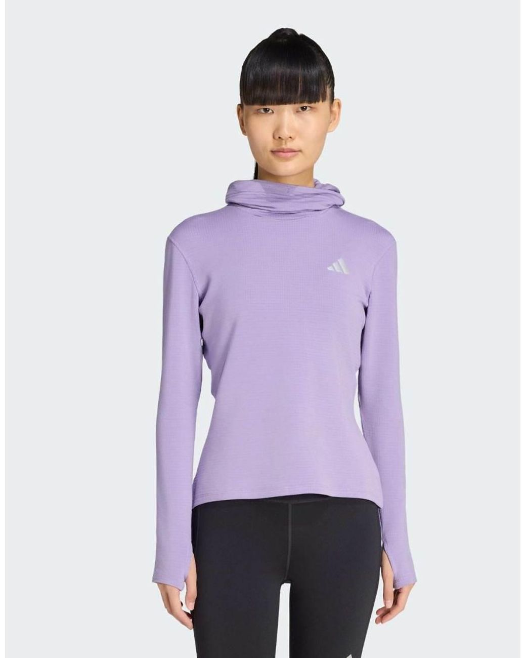 Adidas Originals Purple Adi365 Running Essentials Winterised Hooded Long Sleeve Hooded Track Top