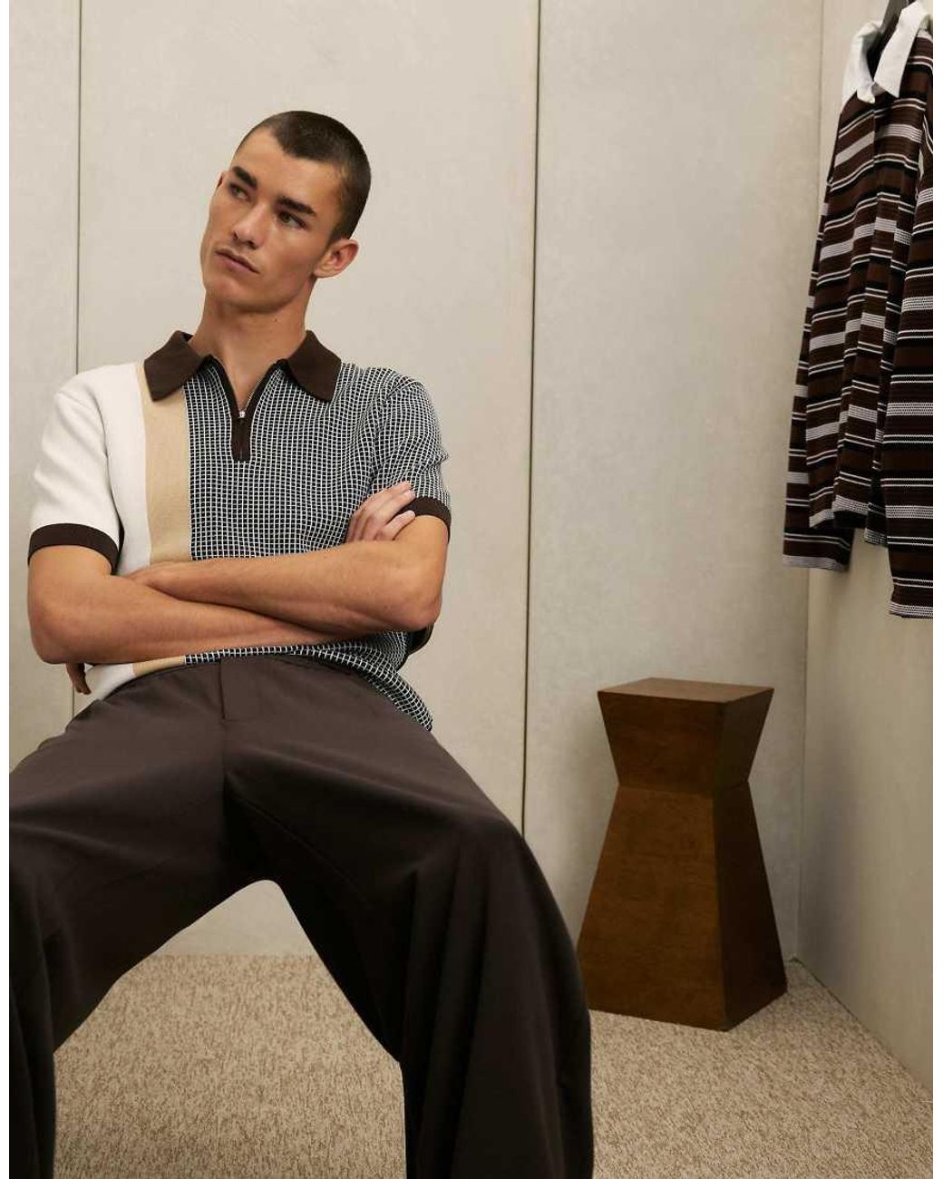 River Island Brown Loose Fit Trousers for men