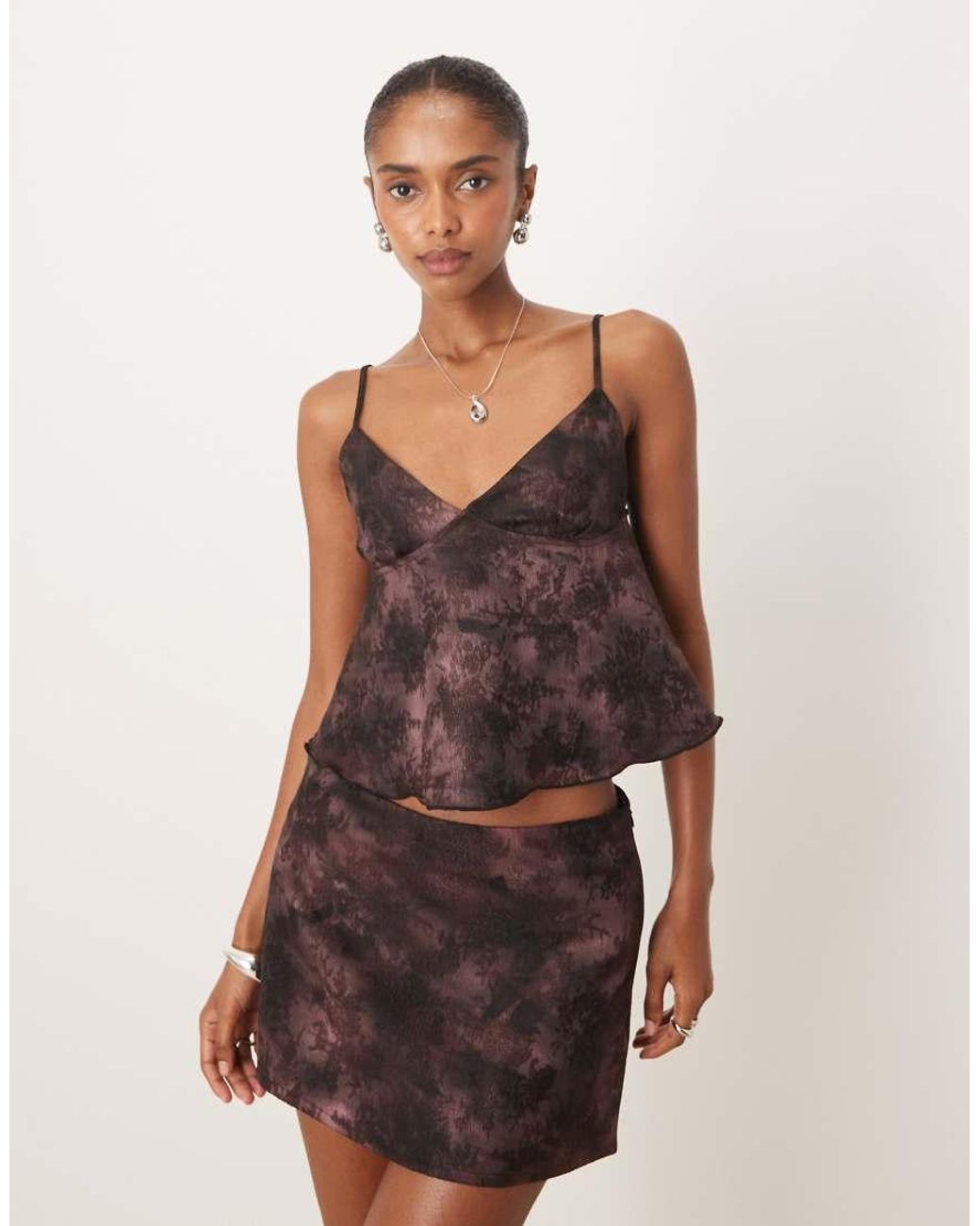 Motel Purple Marina V Neck Flowing Top