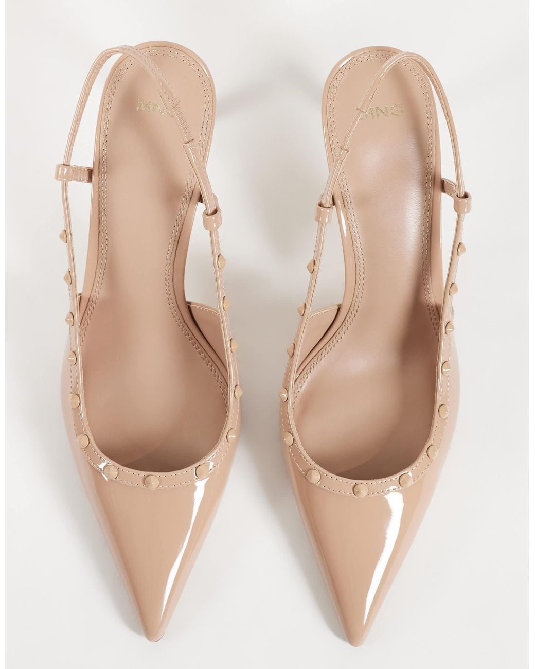 Mango White Studded Slingback Heeled Pumps