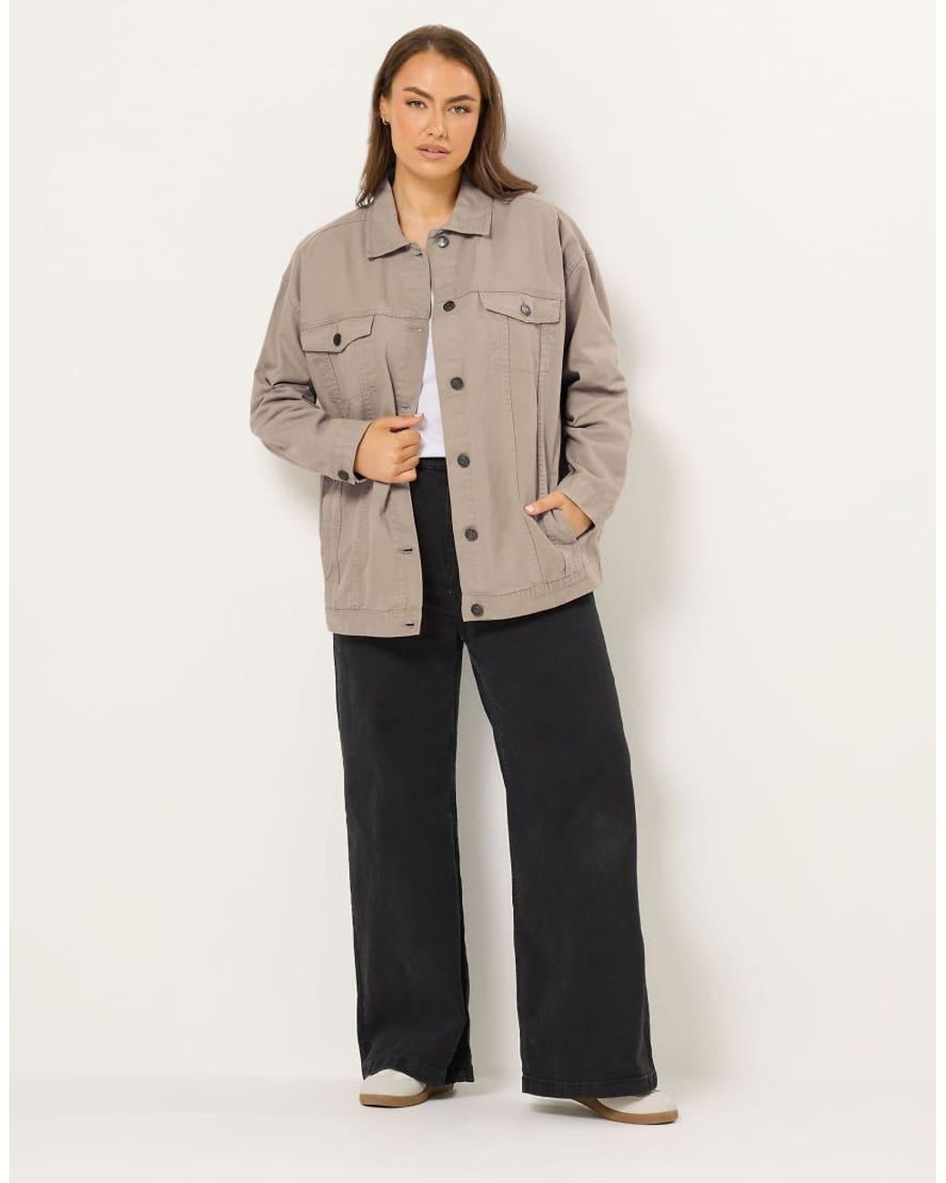 Yours Clothing Natural Oversized Denim Jacket