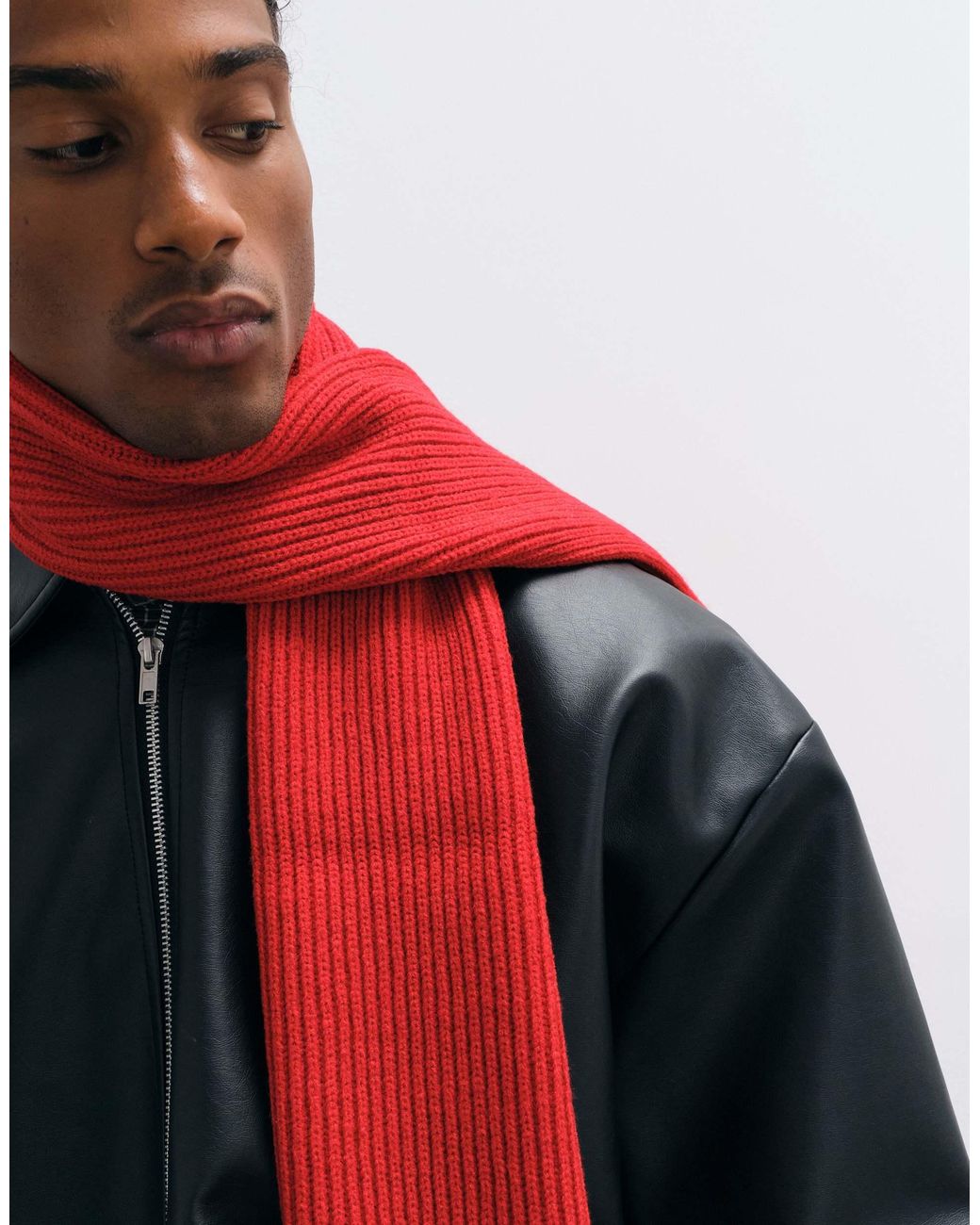 ASOS Gerippter strickschal in Red für Herren