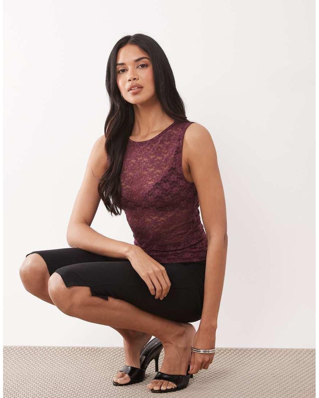 ASOS Red Lace Tank Top