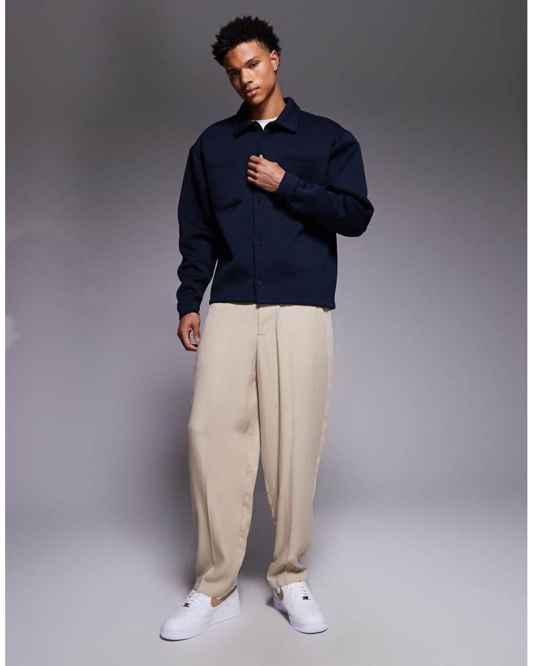 ASOS Blue Heavyweight Oversized Overshirt for men