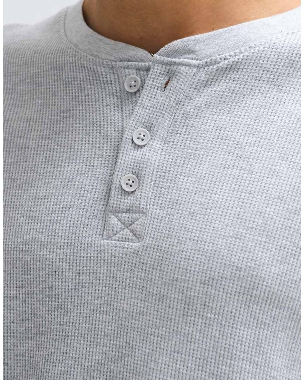 Cotton On Gray Relaxed Fot Textured Henley Long Sleeve for men