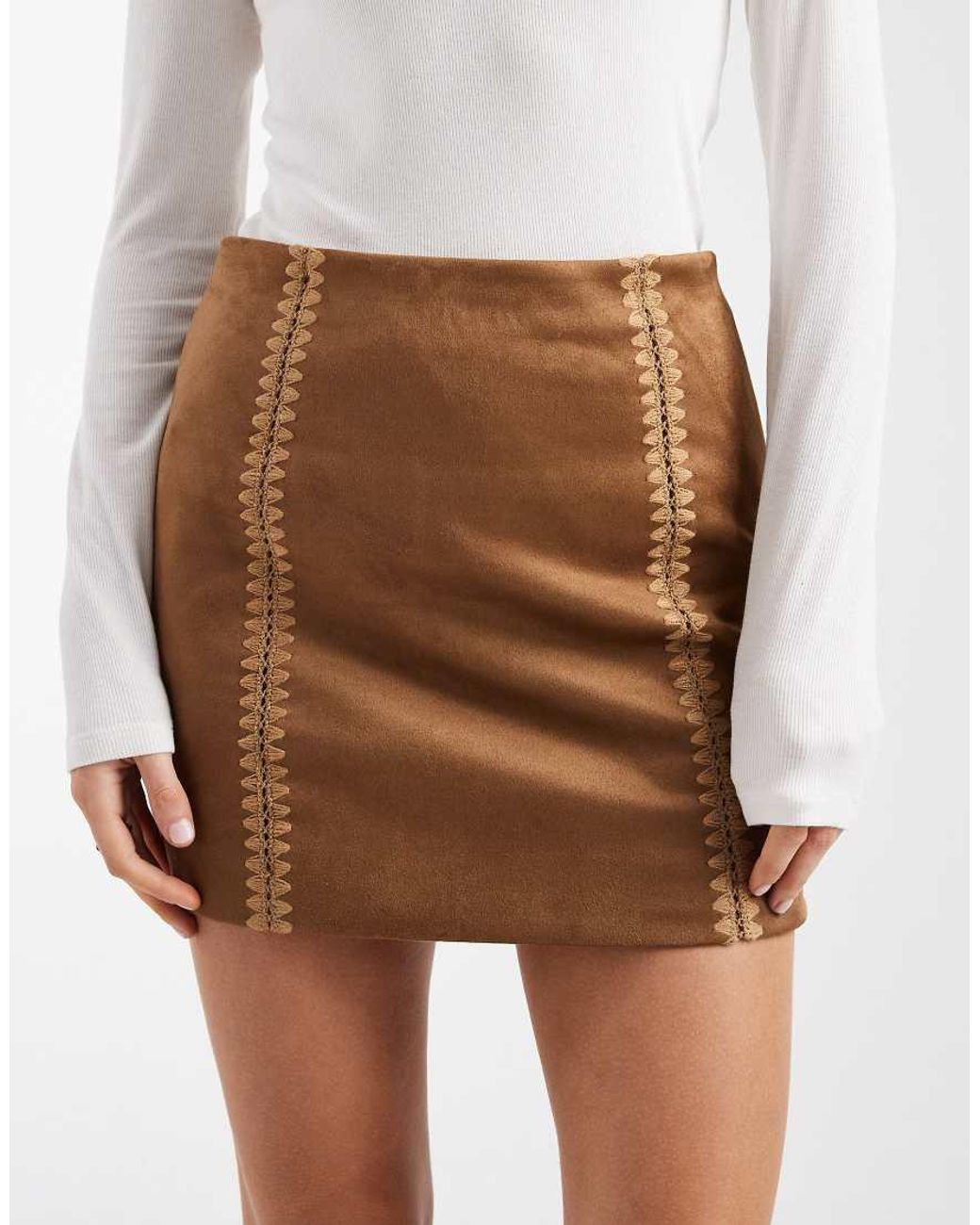 ONLY White Faux Suede Mini Skirt