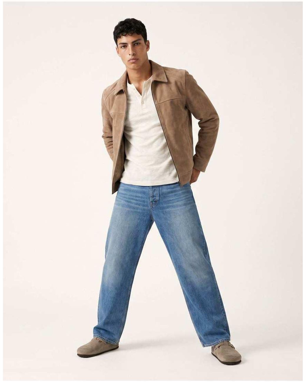 Harry Brown Blue Remo Suede Harrington Jacket for men
