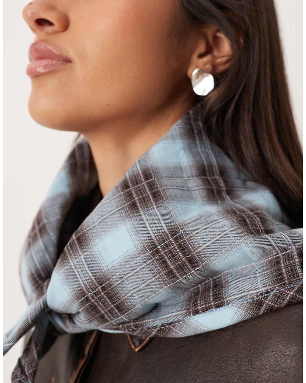 ASOS Black Quilted Check Pattern Triangle Scarf