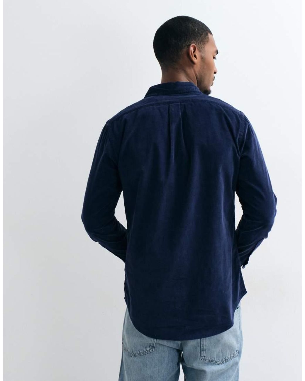 Polo Ralph Lauren Blue Icon Logo Slim Fit Corduroy Oxford Shirt for men