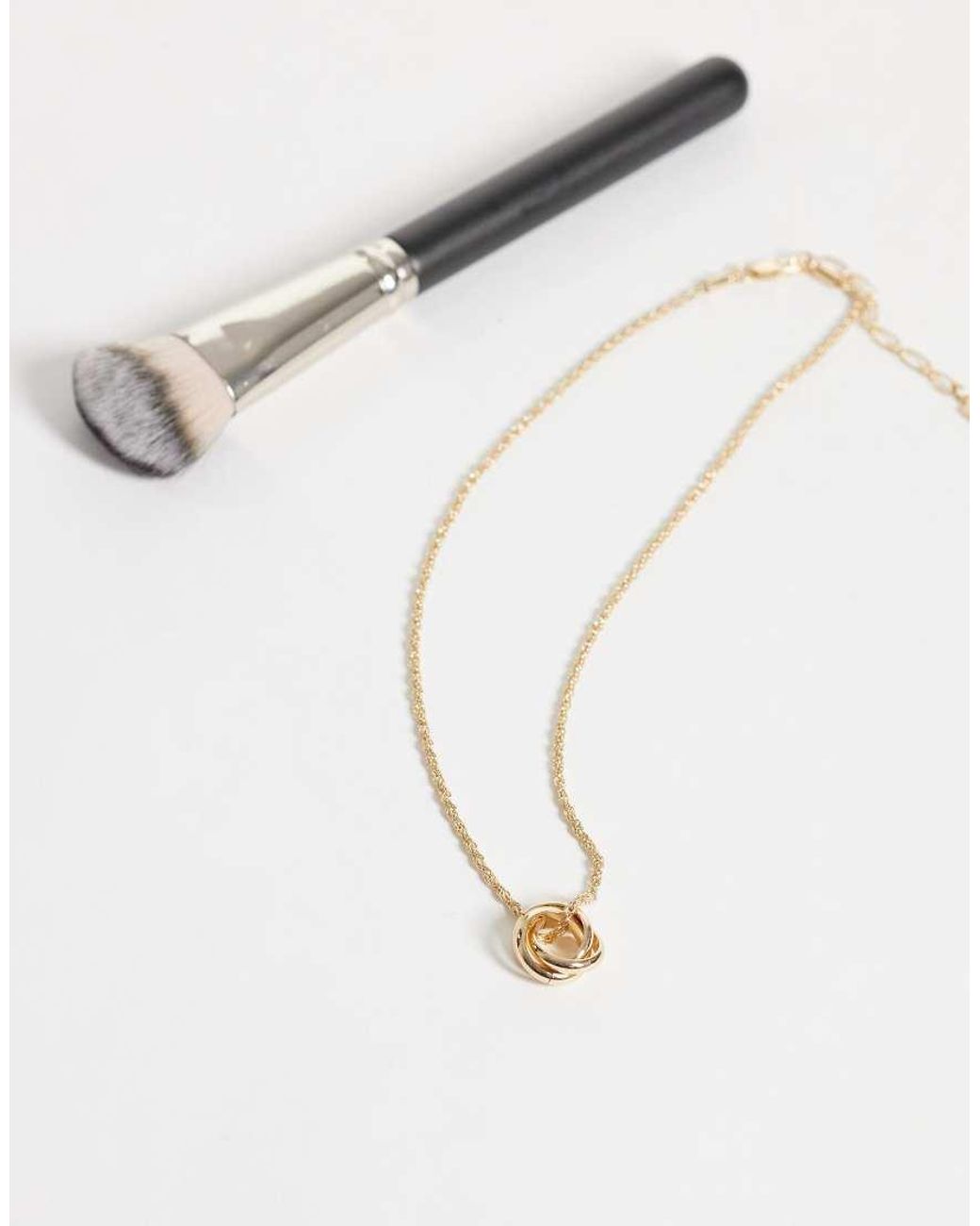 ASOS White Chain Necklace With Knot Detail Pendant