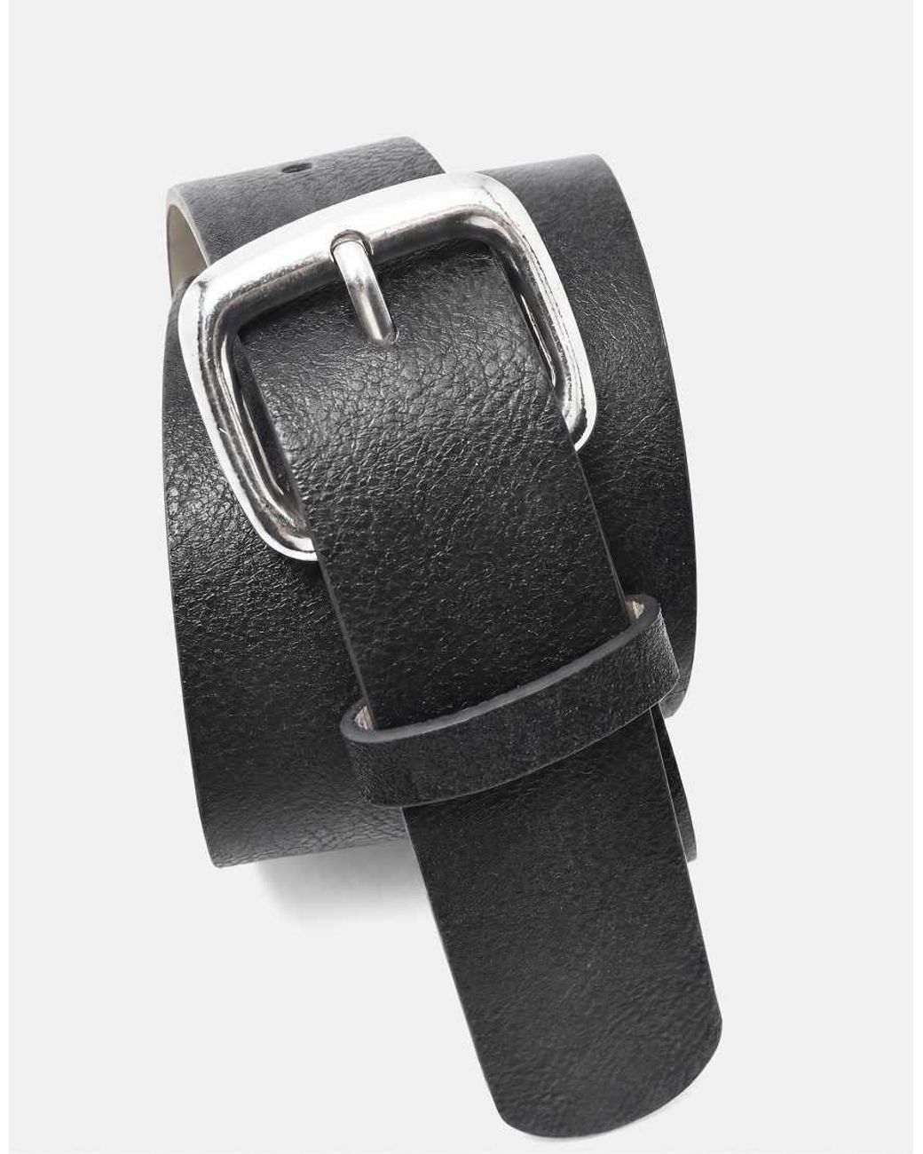 Pull&Bear Black Square Buckle Belt