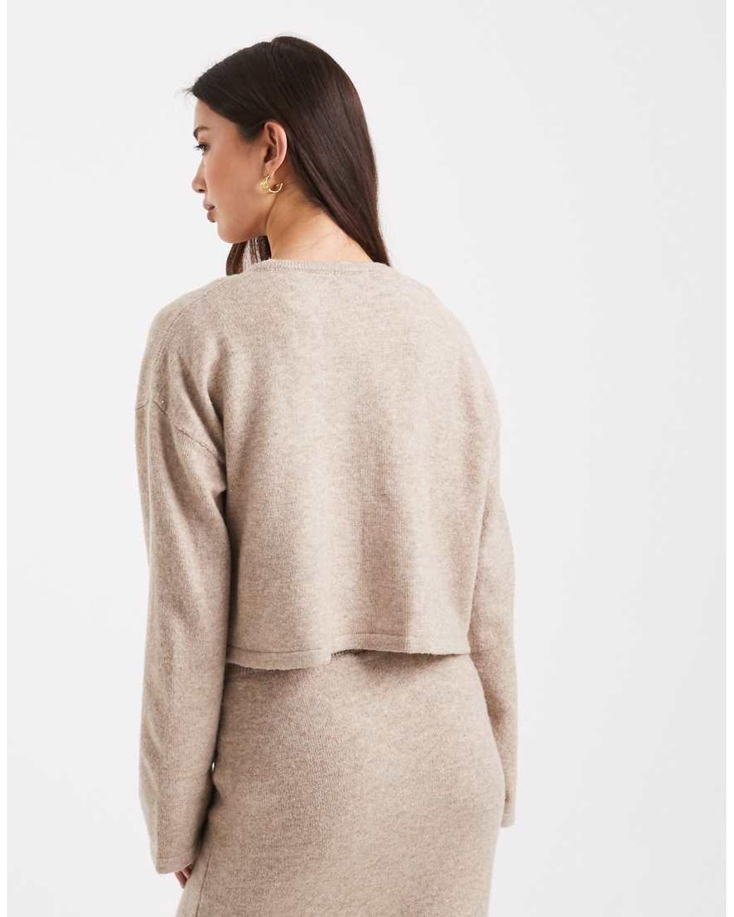 Pieces Natural Single Button Knitted Cardigan Co-Ord