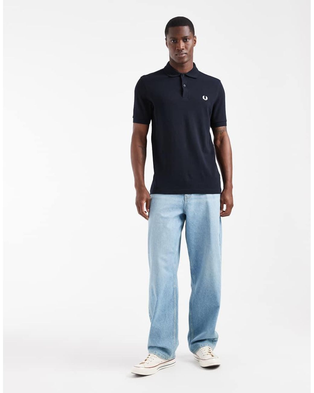 Fred Perry Blue Plain Polo Shirt for men