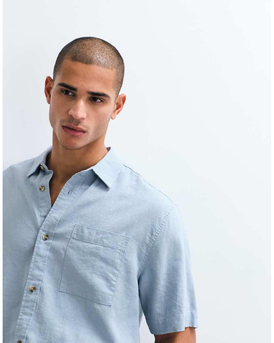 ASOS Blue Relaxed Linen Blend Shirt for men