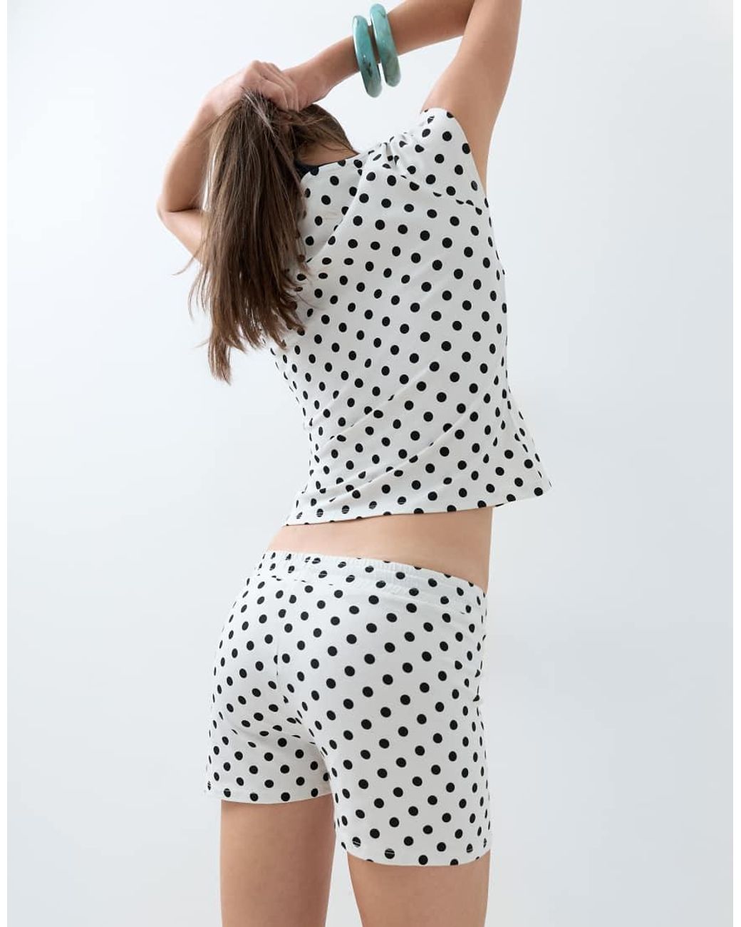 ASOS White Polka Dot Sporty V Neck Top Co-ord