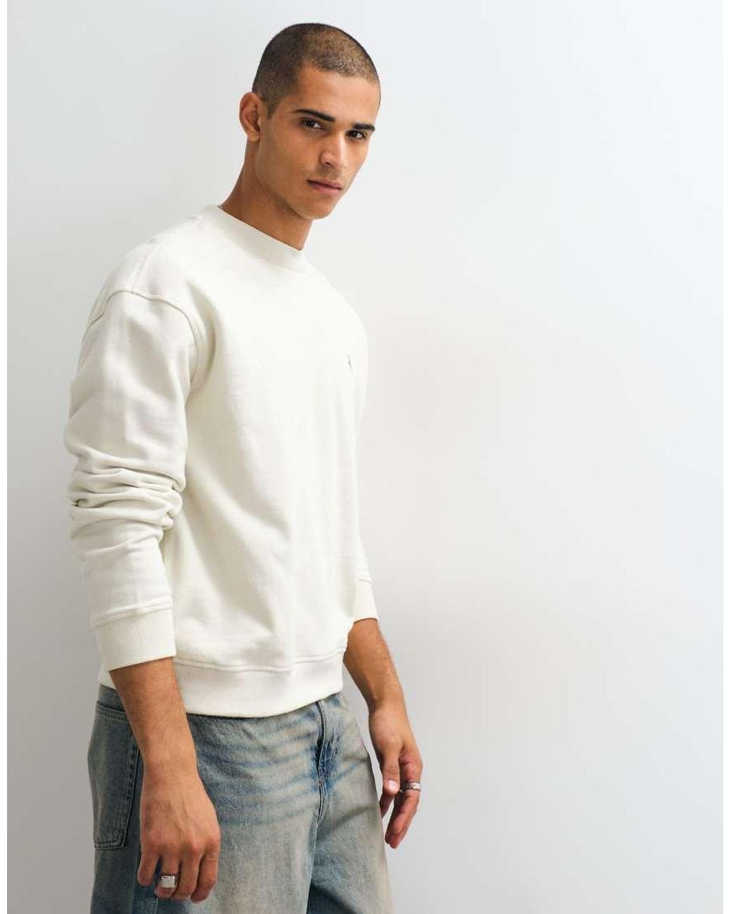 AllSaints Gray Asher Logo Crew Sweatshirt for men
