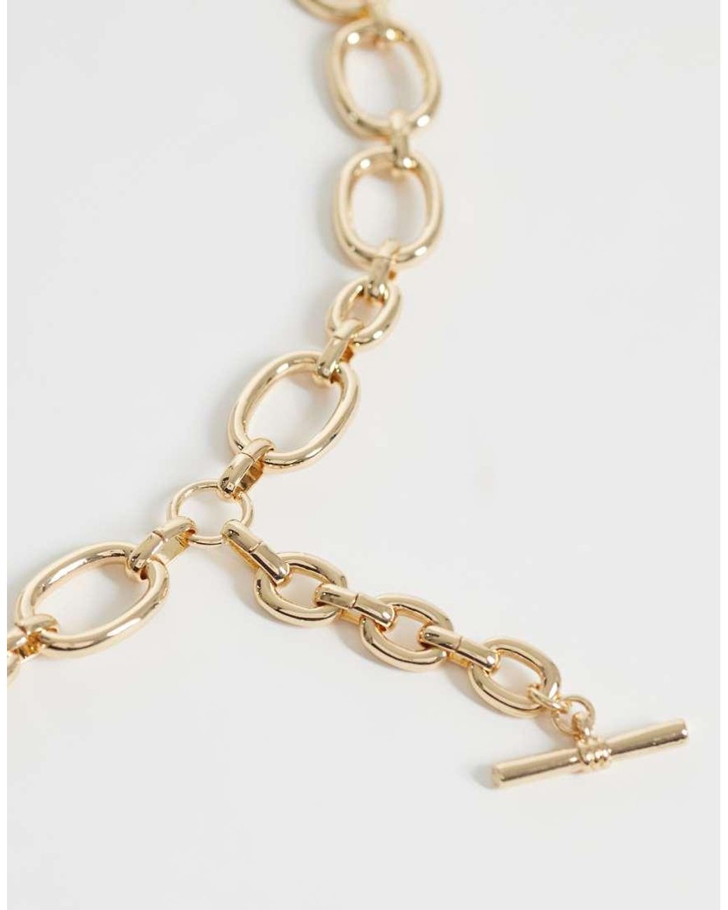 ASOS Metallic Chain T-Bar Necklace With Mixed Chain Detail