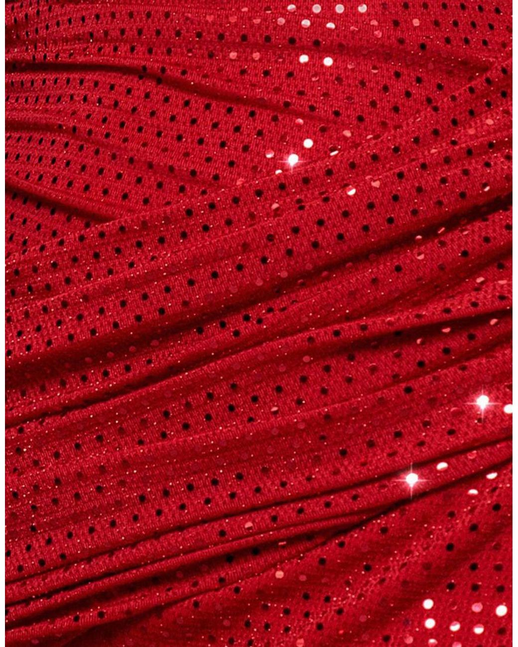 Goddiva Red Cowl Neck Sequin Glitter Draped Maxi Dress