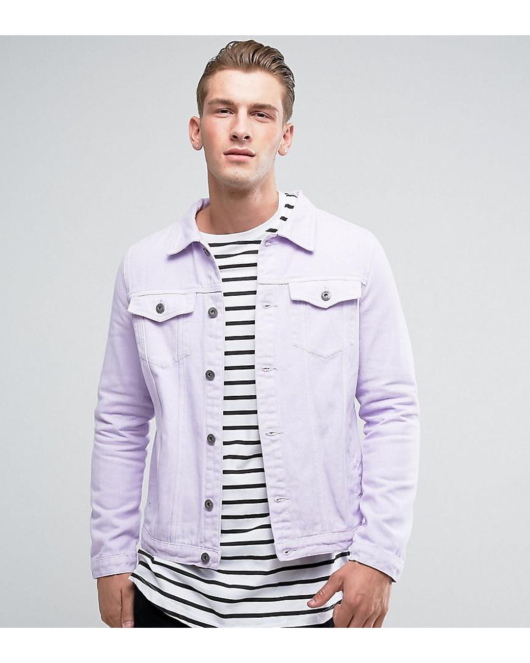 Liquor N Poker Plain Lilac Denim Jacket in Purple for Men | Lyst