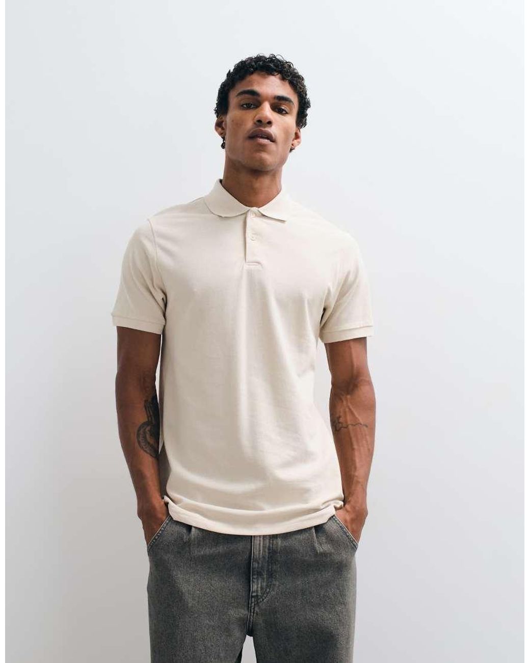 ASOS Natural Essentials Regular Fit Polo for men