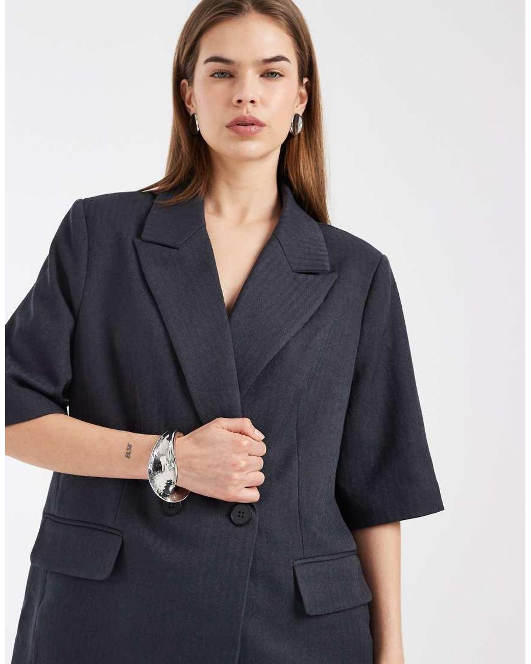 Vero Moda Blue Oversized Short Sleeve Blazer Co-ord