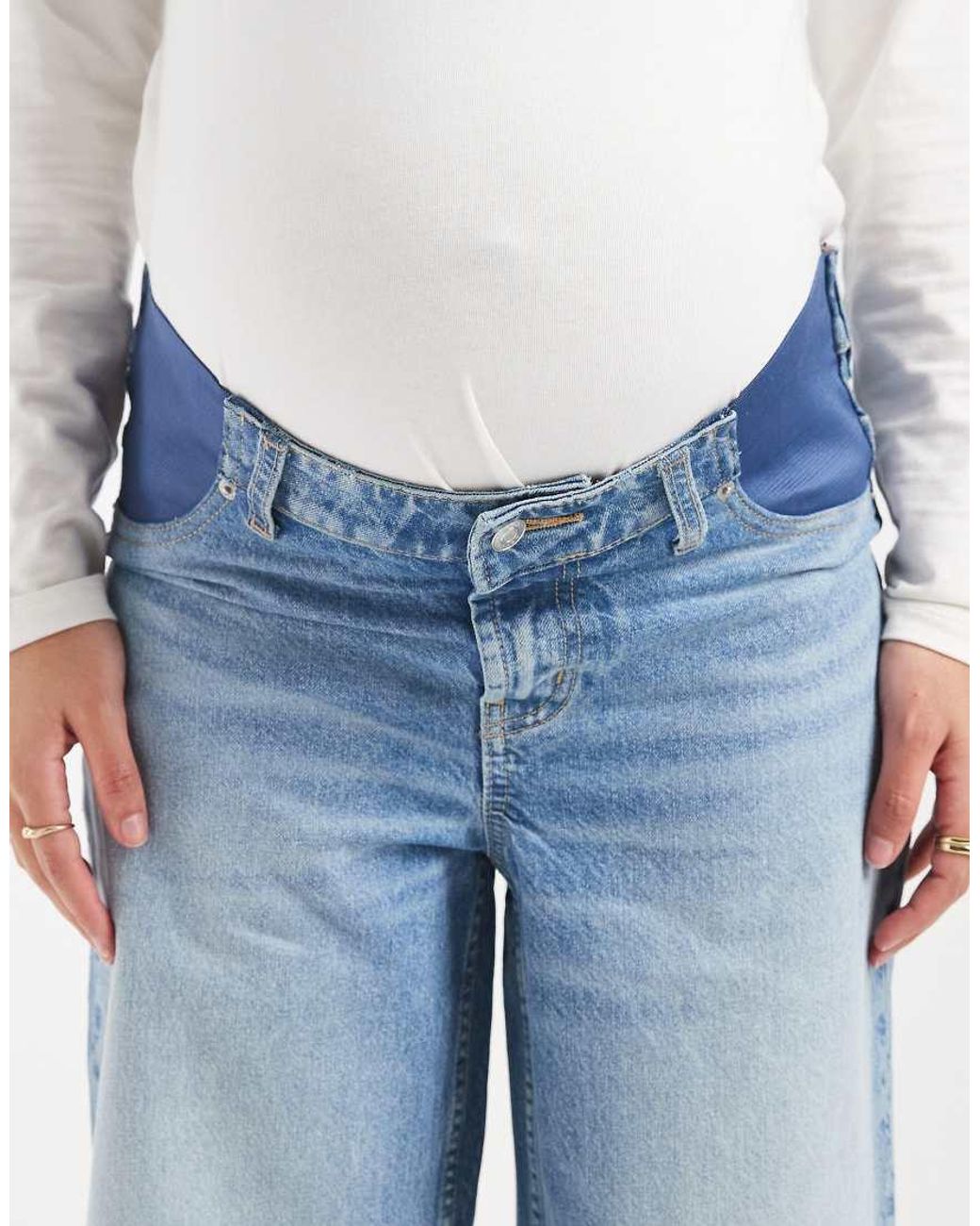 ASOS Blue Asos Design Maternity Wide Leg Dad Jean