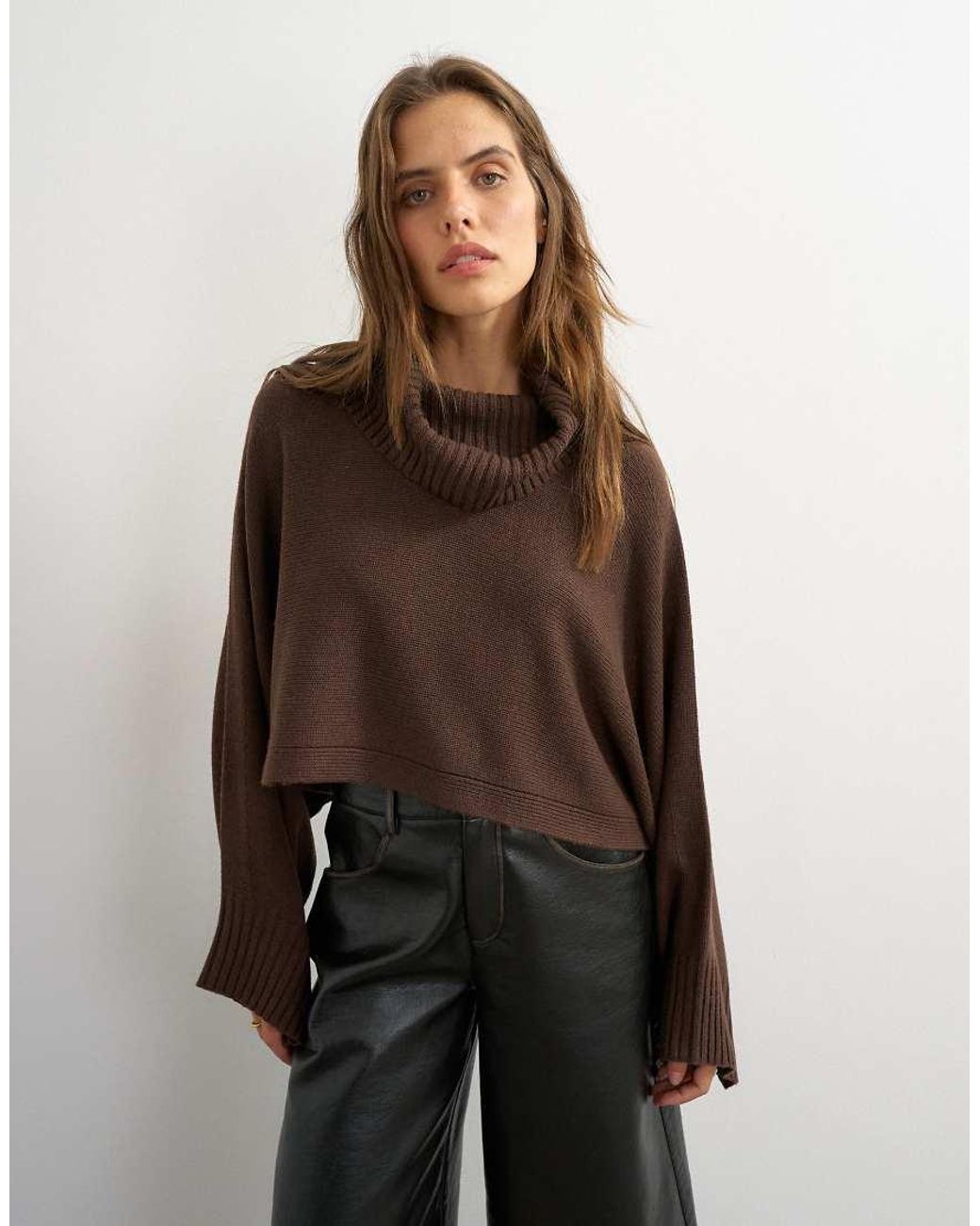 TOPSHOP Gray Knit Wool Short Cape Sweater
