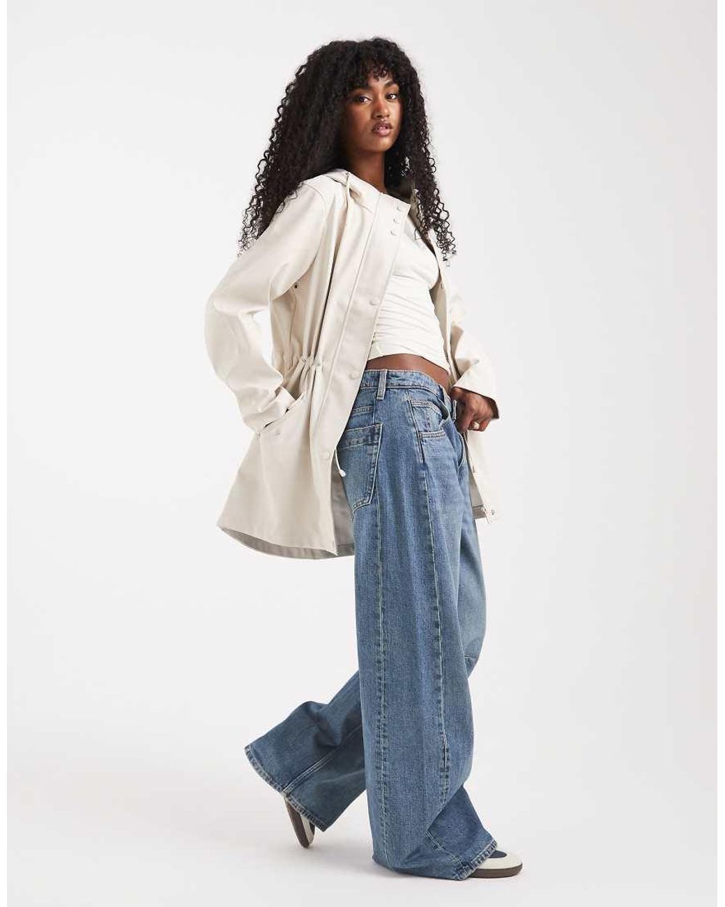 Vero Moda Blue Coated Rain Jacket With Hood