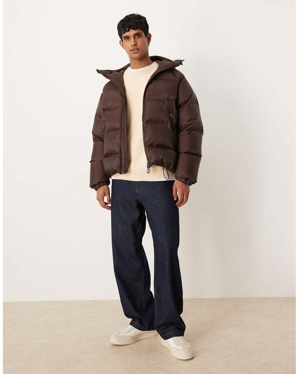 ARKET Brown Sporty Down Jacket With Hood for men