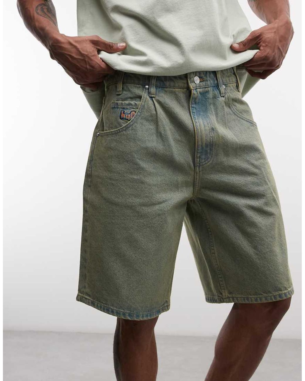 Huf White Cromer Denim Shorts for men