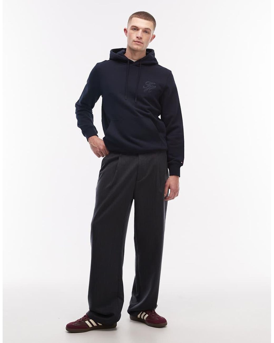 Tommy Hilfiger Blue Script Monogram Hoodie for men